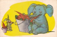 Ретро открытки - Зайка и слон
