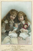 Ретро открытки - Две девочки с куклами