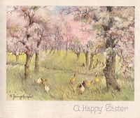 Ретро открытки - Деревья в весеннем саду