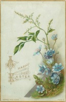 Ретро открытки - Счастливая Пасха. Голубые и белые цветы