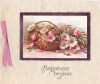 Ретро открытки - Розовый шиповник в корзине
