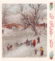 Ретро открытки - В рождественский день на берегу реки