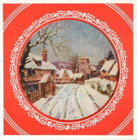Ретро открытки - Дома под снегом и зимняя дорога