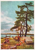 Ретро открытки - Озеро Селигер.Бивуак туристов.