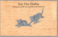 Ретро открытки - Новогодние поздравления, Два котёнка