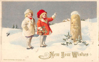 Ретро открытки - С Новым Годом, Зимняя прогулка