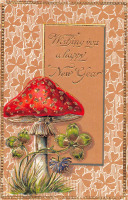 Ретро открытки - Новогодние поздравления, Мухомор и клевер