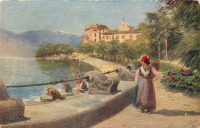Ретро открытки - Городок Палланца на озере Маджоре