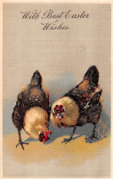 Ретро открытки - Счастливой Пасхи. Две курицы