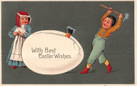 Ретро открытки - Счастливой Пасхи. Дети и пасхальный ягнёнок