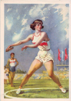 Ретро открытки - Девушка метающая  диск.