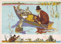 Ретро открытки - Дед Мазай и зайцы