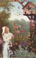 Ретро открытки - Дочь садовника