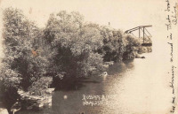 Ретро открытки - Река Русская и железнодорожный мост в Хилдсбурге, Калифорния
