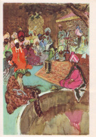 Ретро открытки - Царь Сулейман и умный журавль.