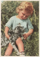Ретро открытки - Девочка с кошкой. Портрет девочки. Дети и животные