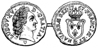 Старинные деньги (бумажные, монеты) - Медный соль Людовика XV, 1767 год