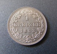 Старинные деньги (бумажные, монеты) - Франкфурт 1 крейцер 1862,