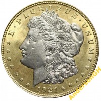Старинные деньги (бумажные, монеты) - 1 доллар США Morgan Dollar 1921 UNC