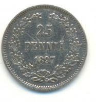 Старинные деньги (бумажные, монеты) - 25 Пенни 1897 г