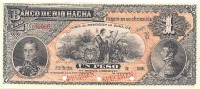 Старинные деньги (бумажные, монеты) - Бона - Колумбия 1 песо Banco de Rio Hacha, образец