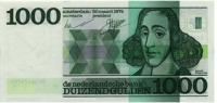 Старинные деньги (бумажные, монеты) - Голландия, банкнота 1000 гульденов