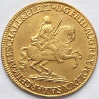 Старинные деньги (бумажные, монеты) - Германия 5 золотых дукатов, Саксония 1742 год
