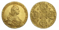Старинные деньги (бумажные, монеты) - 10 Рублей 1773 г.