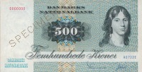 Старинные деньги (бумажные, монеты) - Бона - Дания, образец 500 крон 1972 года
