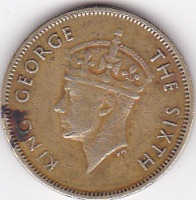 Старинные деньги (бумажные, монеты) - 10 центов 1950г.Гонконг.