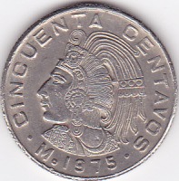 Старинные деньги (бумажные, монеты) - 50 сентаво 1975г.Мексика.