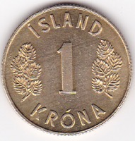 Старинные деньги (бумажные, монеты) - 1 крона 1969г.Исландия.