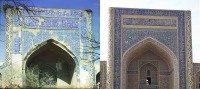 Узбекистан - Фотосравнения. Бухара. Медресе Абдулла-хана. Наружный выход, 1911-2017