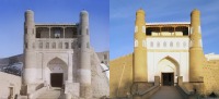 Узбекистан - Фотосравнерия. Въезд во дворец Эмира в Старой Бухаре, 1911-2017