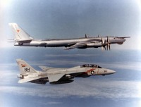 Авиация - Советский бомбардировщик Ту-95РЦ и американский истребитель F-14А