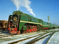 Железная дорога (поезда, паровозы, локомотивы, вагоны) - Паровоз П36-0250 с поездом 