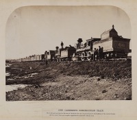 Железная дорога (поезда, паровозы, локомотивы, вагоны) - Поезд со строителями Тихоокеанской ж.д.,США
