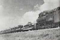 Железная дорога (поезда, паровозы, локомотивы, вагоны) - Паровоз Э_708-11 с воинским эшелоном