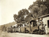 Железная дорога (поезда, паровозы, локомотивы, вагоны) - Узкоколейный паровоз системы Ферли с воинским эшелоном
