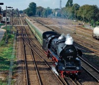 Железная дорога (поезда, паровозы, локомотивы, вагоны) - Паровоз BR41 1185 с пассажирским поездом D1195 идет на Брест