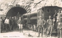 Железная дорога (поезда, паровозы, локомотивы, вагоны) - Пневматический локомотив на строительстве тоннеля Монт д,Ор