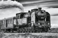 Железная дорога (поезда, паровозы, локомотивы, вагоны) - Танк-паровоз 464 008 типа 1-4-2 с поездом