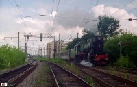 Железная дорога (поезда, паровозы, локомотивы, вагоны) - Паровоз Су213-58 с поездом на Экспериментальном кольце ВНИИЖТ