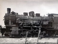 Железная дорога (поезда, паровозы, локомотивы, вагоны) - Немецкий паровоз BR56 типа 1-4-0 после налета штурмовиков Ил-2