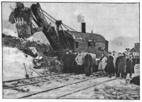 Железная дорога (поезда, паровозы, локомотивы, вагоны) - Американская паровая землекопательная машина на строительстве Мурманской ж.д.