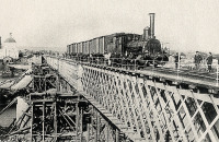 Железная дорога (поезда, паровозы, локомотивы, вагоны) - Испытание временного деревянного моста через р.Сура Моршанско-Вяземской ж.д.