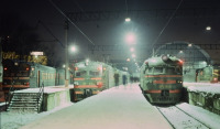 Железная дорога (поезда, паровозы, локомотивы, вагоны) - Декабрьский вечер на Киевском вокзале