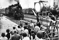 Железная дорога (поезда, паровозы, локомотивы, вагоны) - Паровоз Су205-07 на съемках кинофильма 