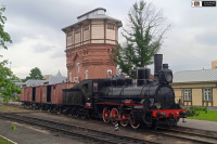 Железная дорога (поезда, паровозы, локомотивы, вагоны) - Паровоз Оп-7587 с вагонами НТВ в депо Подмосковная