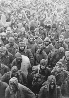 Войны (боевые действия) - Колонна пленных немцев, румын и итальянцев в Сталинграде. 1943 год.